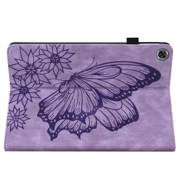 For Lenovo Tab M10 HD 2nd Gen Big Butterfly Embossed Leather Tablet Case(Purple) - Lenovo by PMC TechLife | Online Shopping South Africa | PMC TechLife | Buy Now Pay Later Mobicred