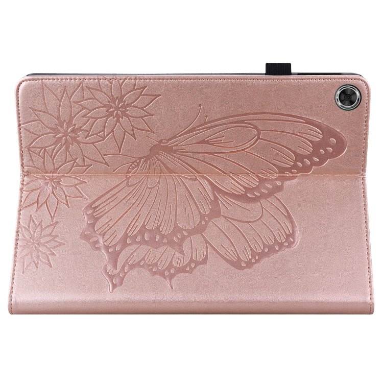 For Lenovo Tab M10 HD 2nd Gen Big Butterfly Embossed Leather Tablet Case(Rose Gold) - Lenovo by PMC TechLife | Online Shopping South Africa | PMC TechLife | Buy Now Pay Later Mobicred