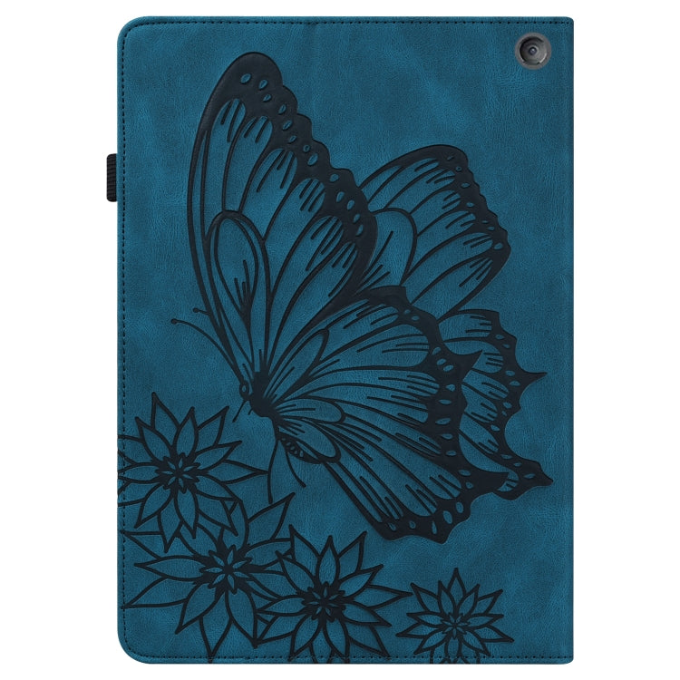 For Amazon Kindle Fire HD 10 / 10 Plus 2021 Big Butterfly Embossed Leather Tablet Case(Blue) - Amazon by PMC TechLife | Online Shopping South Africa | PMC TechLife | Buy Now Pay Later Mobicred