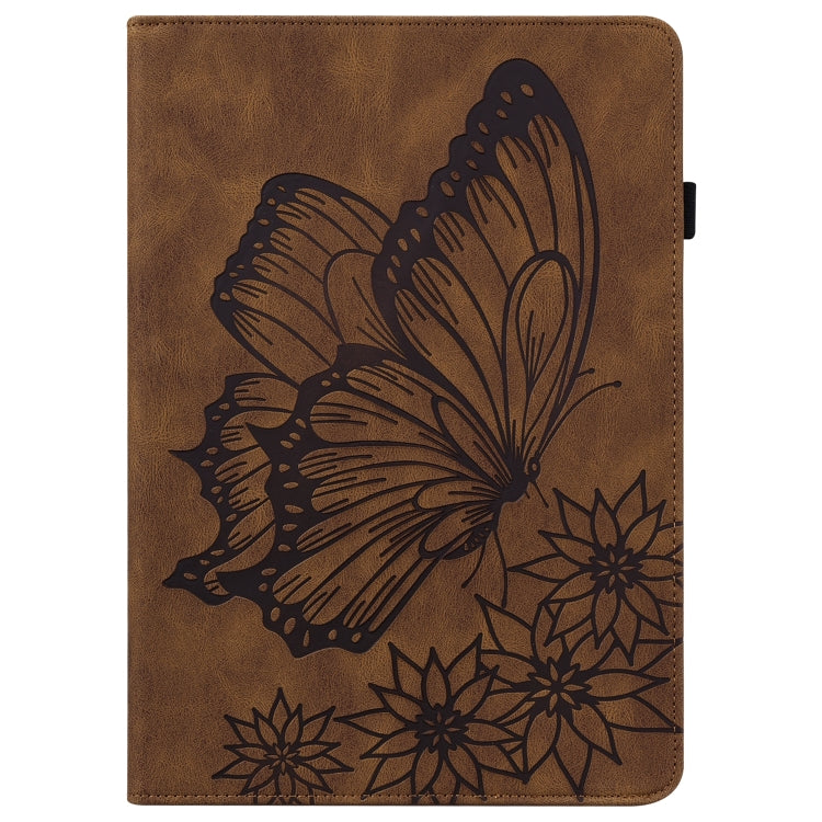 For Amazon Kindle Fire HD 10 / 10 Plus 2021 Big Butterfly Embossed Leather Tablet Case(Brown) - Amazon by PMC TechLife | Online Shopping South Africa | PMC TechLife | Buy Now Pay Later Mobicred