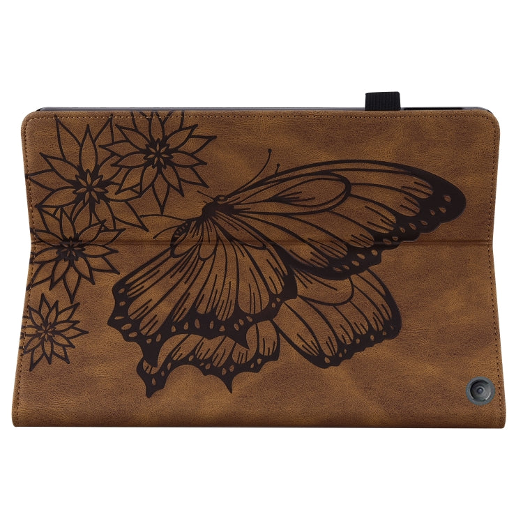 For Amazon Kindle Fire HD 10 / 10 Plus 2021 Big Butterfly Embossed Leather Tablet Case(Brown) - Amazon by PMC TechLife | Online Shopping South Africa | PMC TechLife | Buy Now Pay Later Mobicred