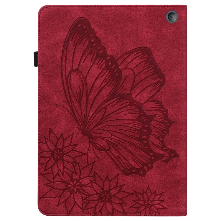 For Amazon Kindle Fire HD 10 / 10 Plus 2021 Big Butterfly Embossed Leather Tablet Case(Red) - Amazon by PMC TechLife | Online Shopping South Africa | PMC TechLife | Buy Now Pay Later Mobicred