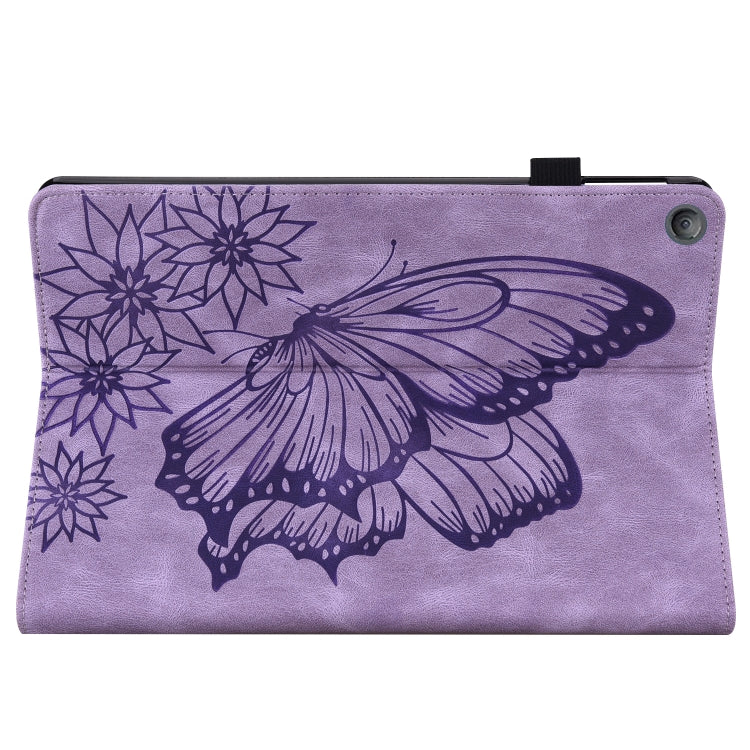 For Amazon Kindle Fire HD 10 2019 / 2017 Big Butterfly Embossed Smart Leather Tablet Case(Purple) - Amazon by PMC TechLife | Online Shopping South Africa | PMC TechLife | Buy Now Pay Later Mobicred