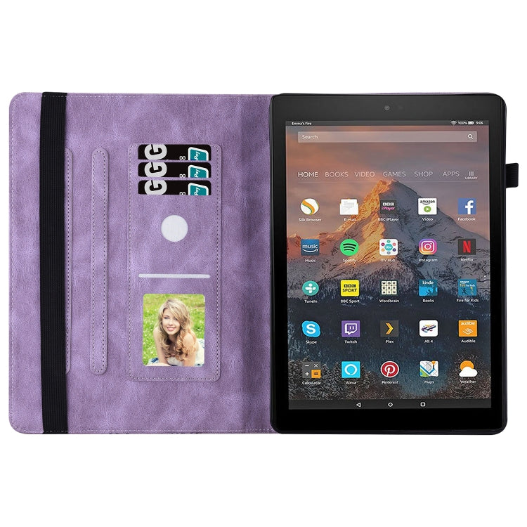For Amazon Kindle Fire HD 10 2019 / 2017 Big Butterfly Embossed Smart Leather Tablet Case(Purple) - Amazon by PMC TechLife | Online Shopping South Africa | PMC TechLife | Buy Now Pay Later Mobicred