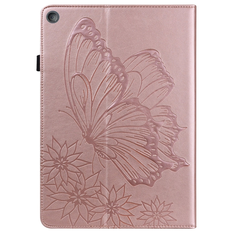 For Amazon Kindle Fire HD 10 2019 / 2017 Big Butterfly Embossed Smart Leather Tablet Case(Rose Gold) - Amazon by PMC TechLife | Online Shopping South Africa | PMC TechLife | Buy Now Pay Later Mobicred