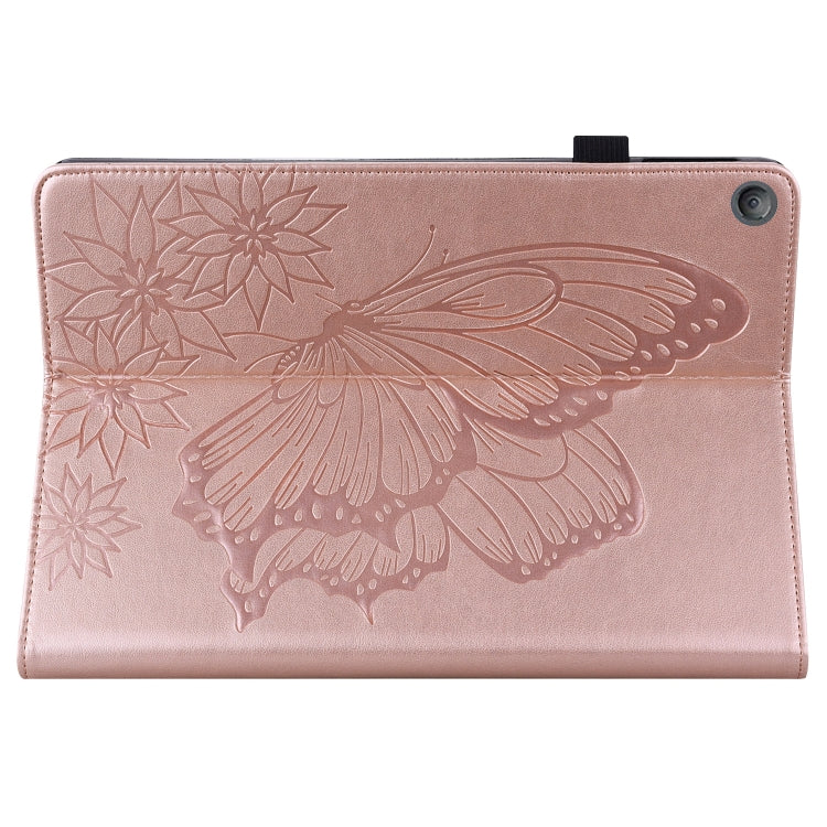 For Amazon Kindle Fire HD 10 2019 / 2017 Big Butterfly Embossed Smart Leather Tablet Case(Rose Gold) - Amazon by PMC TechLife | Online Shopping South Africa | PMC TechLife | Buy Now Pay Later Mobicred