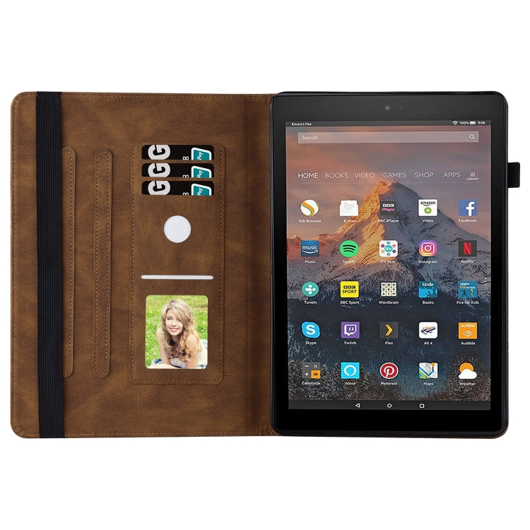 For Amazon Kindle Fire HD 10 2019 / 2017 Big Butterfly Embossed Smart Leather Tablet Case(Brown) - Amazon by PMC TechLife | Online Shopping South Africa | PMC TechLife | Buy Now Pay Later Mobicred