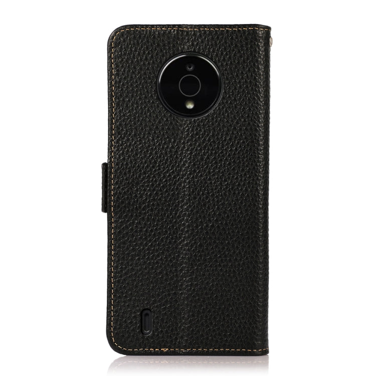 For Nokia C200 KHAZNEH Side-Magnetic Litchi Genuine Leather RFID Phone Case(Black) - Nokia Cases by PMC TechLife | Online Shopping South Africa | PMC TechLife | Buy Now Pay Later Mobicred