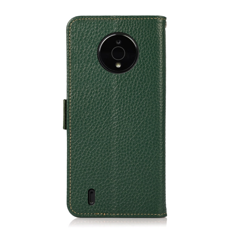 For Nokia C200 KHAZNEH Side-Magnetic Litchi Genuine Leather RFID Phone Case(Green) - Nokia Cases by PMC TechLife | Online Shopping South Africa | PMC TechLife | Buy Now Pay Later Mobicred