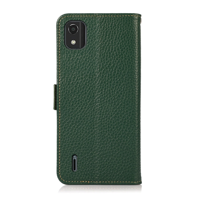 For Nokia C2 2nd Edition KHAZNEH Side-Magnetic Litchi Genuine Leather RFID Phone Case(Green) - Nokia Cases by PMC TechLife | Online Shopping South Africa | PMC TechLife | Buy Now Pay Later Mobicred