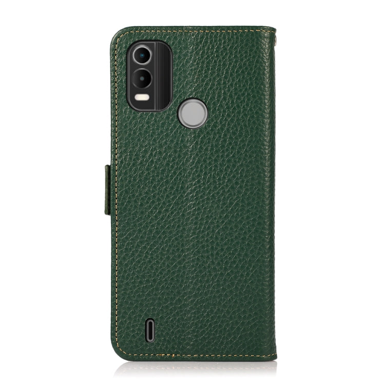 For Nokia C21 Plus KHAZNEH Side-Magnetic Litchi Genuine Leather RFID Phone Case(Green) - Nokia Cases by PMC TechLife | Online Shopping South Africa | PMC TechLife | Buy Now Pay Later Mobicred