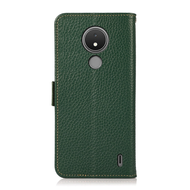 For Nokia C21 KHAZNEH Side-Magnetic Litchi Genuine Leather RFID Phone Case(Green) - Nokia Cases by PMC TechLife | Online Shopping South Africa | PMC TechLife | Buy Now Pay Later Mobicred