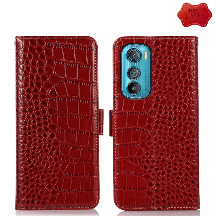 For Motorola Edge 30 5G Crocodile Top Layer Cowhide Leather Phone Case(Red) - Motorola Cases by PMC TechLife | Online Shopping South Africa | PMC TechLife | Buy Now Pay Later Mobicred