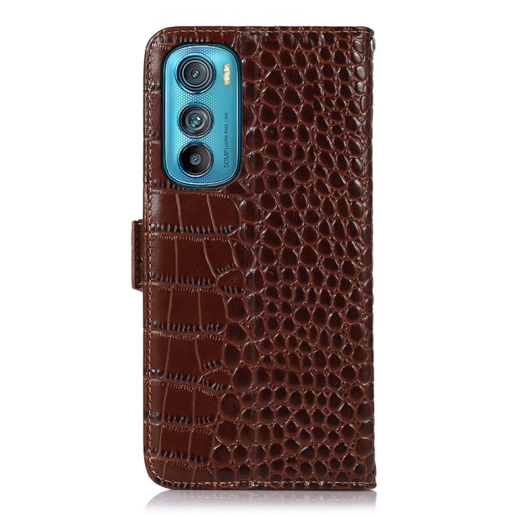 For Motorola Edge 30 5G Crocodile Top Layer Cowhide Leather Phone Case(Brown) - Motorola Cases by PMC TechLife | Online Shopping South Africa | PMC TechLife | Buy Now Pay Later Mobicred