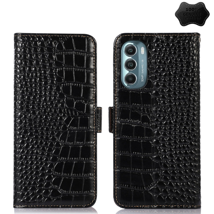 For Motorola Moto G Stylus 5G 2022 Crocodile Top Layer Cowhide Leather Phone Case(Black) - Motorola Cases by PMC TechLife | Online Shopping South Africa | PMC TechLife | Buy Now Pay Later Mobicred