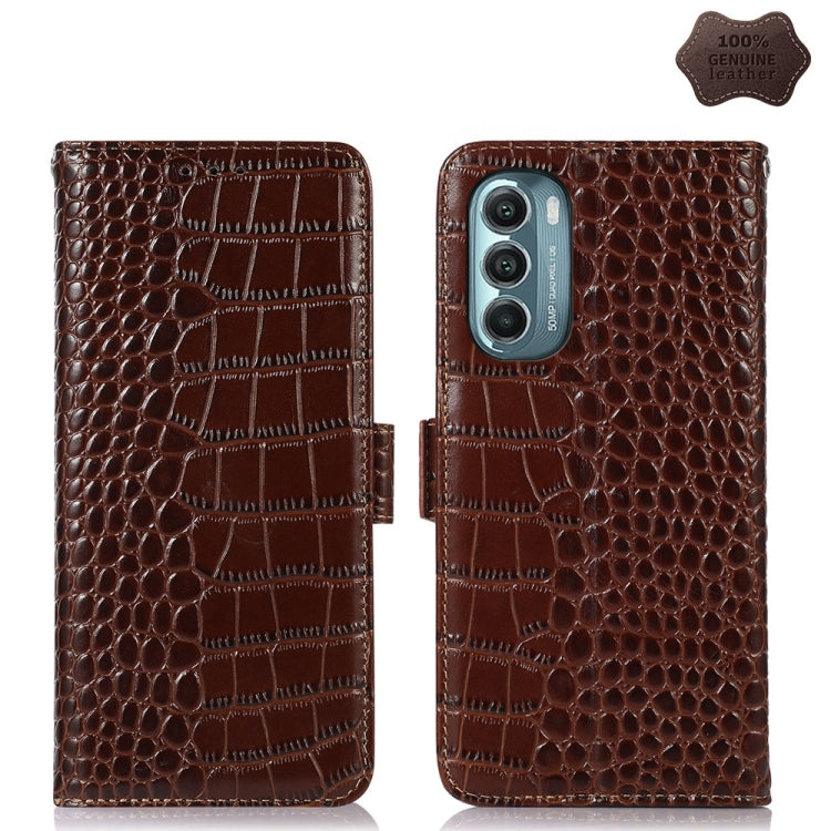For Motorola Moto G Stylus 5G 2022 Crocodile Top Layer Cowhide Leather Phone Case(Brown) - Motorola Cases by PMC TechLife | Online Shopping South Africa | PMC TechLife | Buy Now Pay Later Mobicred