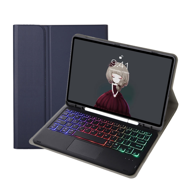 For Samsung Galaxy Tab S8 / S7 A700B-AS Lambskin Texture Backlight Bluetooth Keyboard Leather Tablet Case(Blue) - Samsung Keyboard by PMC TechLife | Online Shopping South Africa | PMC TechLife