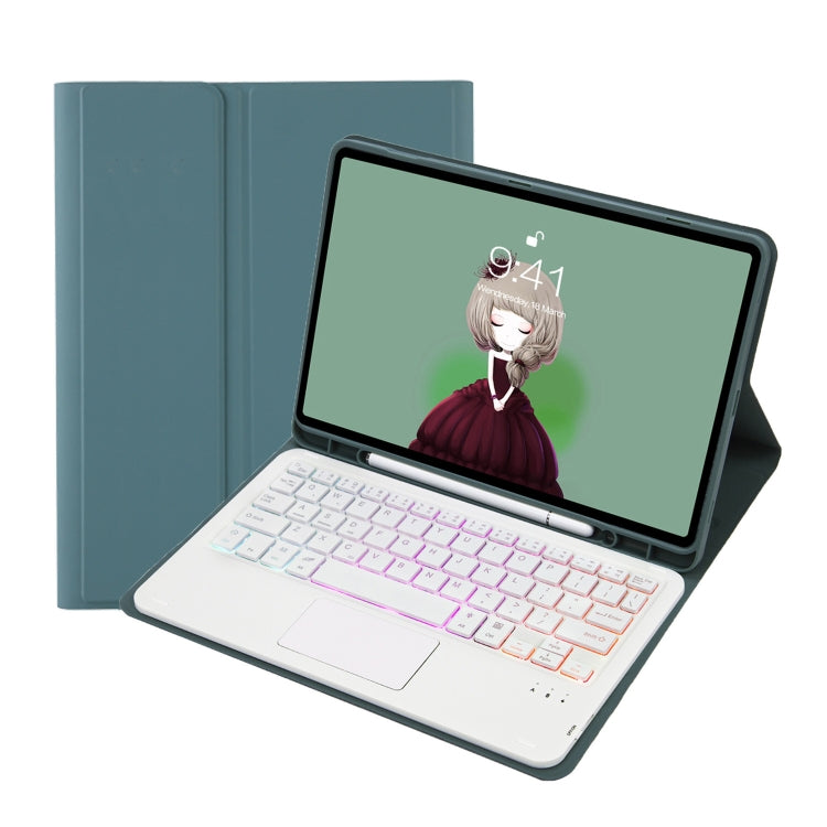 For Samsung Galaxy Tab S8 / S7 A700B-AS Candy Color Backlight Bluetooth Keyboard Leather Tablet Case(Dark Green) - Samsung Keyboard by PMC TechLife | Online Shopping South Africa | PMC TechLife