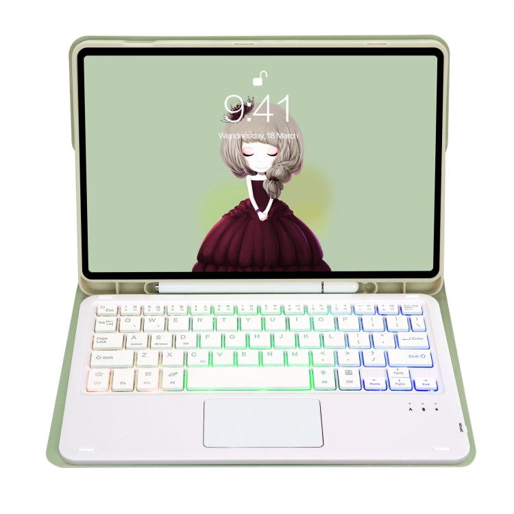 For Samsung Galaxy Tab S8 / S7 A700B-AS Candy Color Backlight Bluetooth Keyboard Leather Tablet Case(Light Green) - Samsung Keyboard by PMC TechLife | Online Shopping South Africa | PMC TechLife