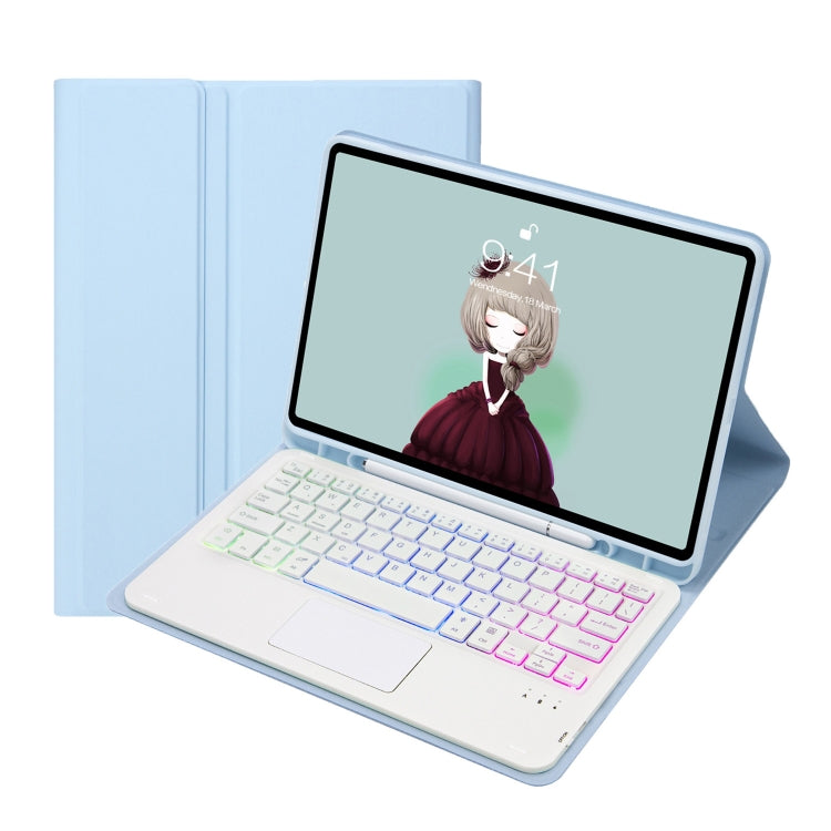 For Samsung Galaxy Tab S8 / S7 A700B-AS Candy Color Backlight Bluetooth Keyboard Leather Tablet Case(White Ice) - Samsung Keyboard by PMC TechLife | Online Shopping South Africa | PMC TechLife