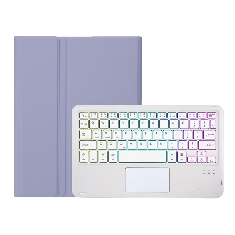 For Samsung Galaxy Tab S8 / S7 A700B-AS Candy Color Backlight Bluetooth Keyboard Leather Tablet Case(Purple) - Samsung Keyboard by PMC TechLife | Online Shopping South Africa | PMC TechLife