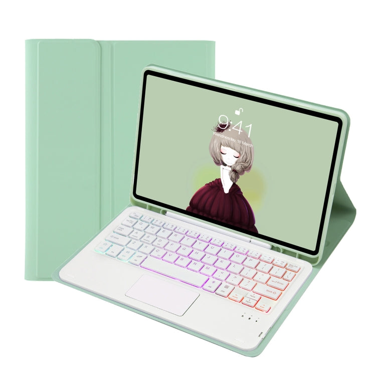 For Samsung Galaxy Tab A8 10.5 (2021) A08B-AS Candy Color Backlight Bluetooth Keyboard Leather Tablet Case(Light Green) - Samsung Keyboard by PMC TechLife | Online Shopping South Africa | PMC TechLife