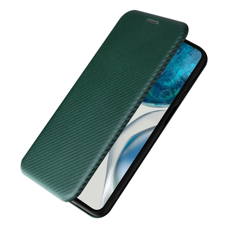 For Motorola Moto G52/G82 Carbon Fiber Texture Horizontal Flip Leather Phone Case(Green) - Motorola Cases by PMC TechLife | Online Shopping South Africa | PMC TechLife | Buy Now Pay Later Mobicred