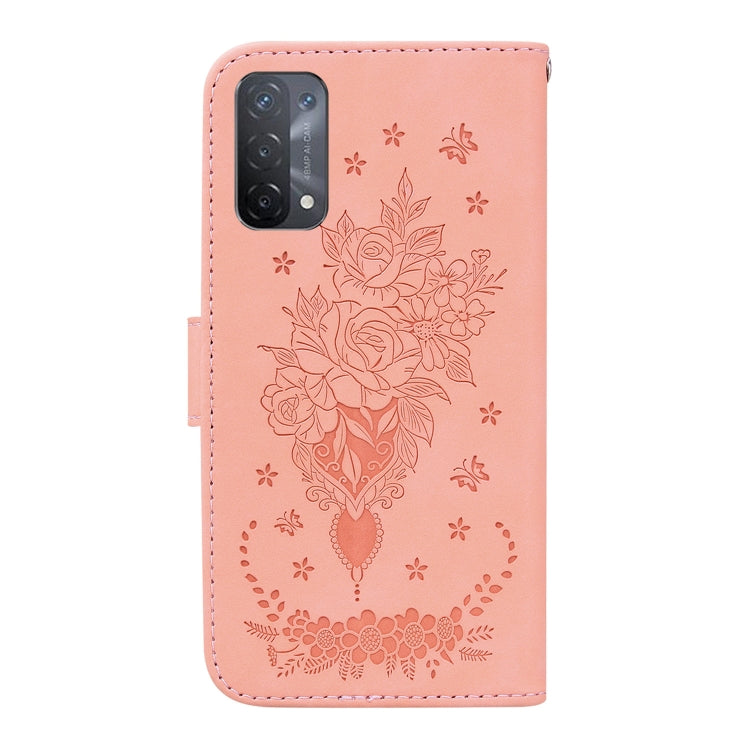 For OPPO A74 5G / A93 5G / A54 5G Butterfly Rose Embossed Leather Phone Case(Pink) - OPPO Cases by PMC TechLife | Online Shopping South Africa | PMC TechLife