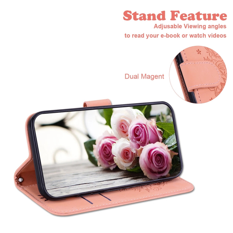 For OPPO A74 5G / A93 5G / A54 5G Butterfly Rose Embossed Leather Phone Case(Pink) - OPPO Cases by PMC TechLife | Online Shopping South Africa | PMC TechLife