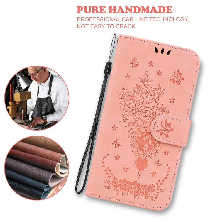 For OPPO A74 5G / A93 5G / A54 5G Butterfly Rose Embossed Leather Phone Case(Pink) - OPPO Cases by PMC TechLife | Online Shopping South Africa | PMC TechLife