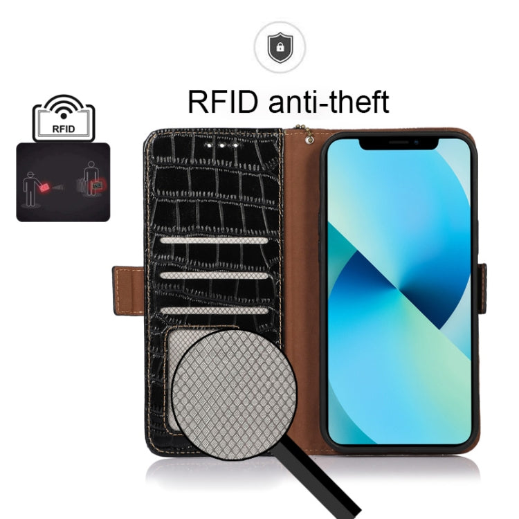 For Motorola Moto G52j 5G Crocodile Top Layer Cowhide Leather Phone Case(Black) - Motorola Cases by PMC TechLife | Online Shopping South Africa | PMC TechLife | Buy Now Pay Later Mobicred
