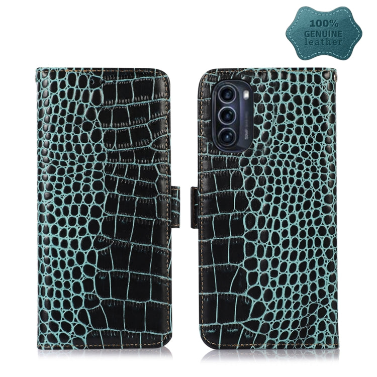 For Motorola Moto G52j 5G Crocodile Top Layer Cowhide Leather Phone Case(Green) - Motorola Cases by PMC TechLife | Online Shopping South Africa | PMC TechLife | Buy Now Pay Later Mobicred