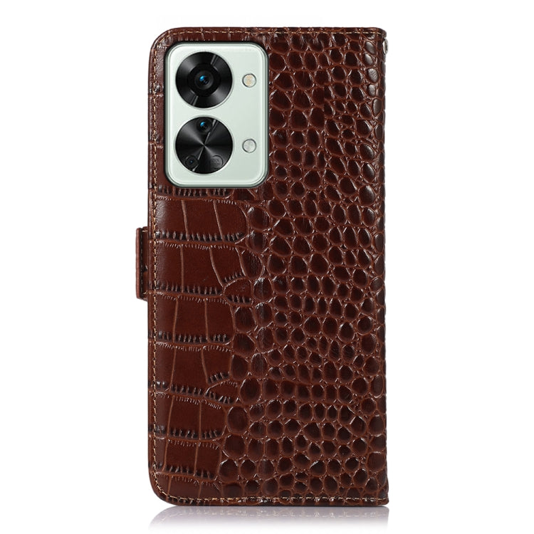 For OnePlus Nord 2T 5G Crocodile Top Layer Cowhide Leather Phone Case(Brown) - OnePlus Cases by PMC TechLife | Online Shopping South Africa | PMC TechLife | Buy Now Pay Later Mobicred