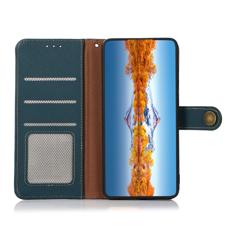 For OnePlus Nord 2T 5G KHAZNEH Custer Texture RFID Genuine Leather Phone Case(Green) - OnePlus Cases by PMC TechLife | Online Shopping South Africa | PMC TechLife | Buy Now Pay Later Mobicred