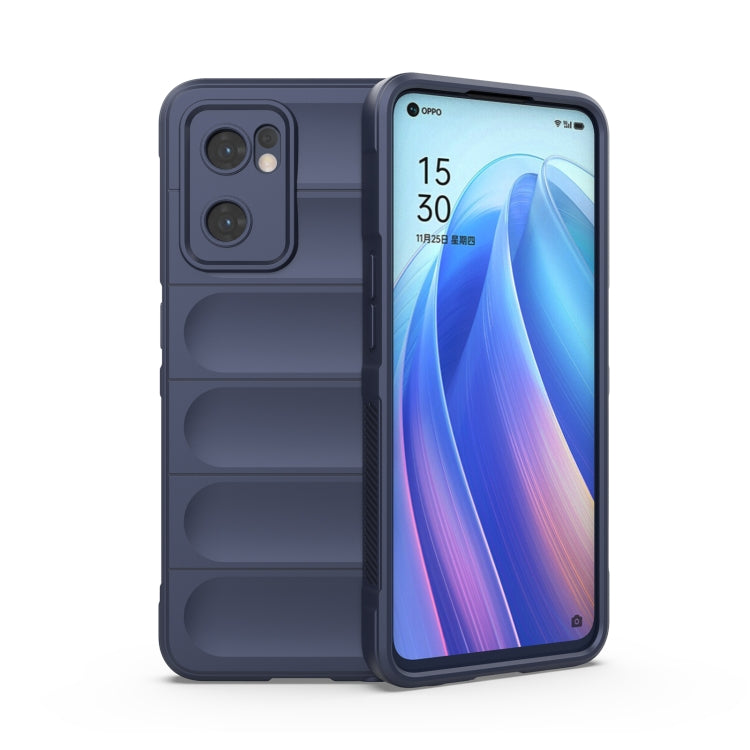 For OPPO Reno7 5G Global / Find X5 Lite Magic Shield TPU + Flannel Phone Case(Dark Blue) - OPPO Cases by PMC TechLife | Online Shopping South Africa | PMC TechLife | Buy Now Pay Later Mobicred