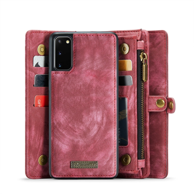 For Galaxy S20 CaseMe Detachable Multifunctional Horizontal Flip Leather Case, with Card Slot & Holder & Zipper Wallet & Photo Frame(Red) - Galaxy Phone Cases by CaseMe | Online Shopping South Africa | PMC Jewellery | Buy Now Pay Later Mobicred