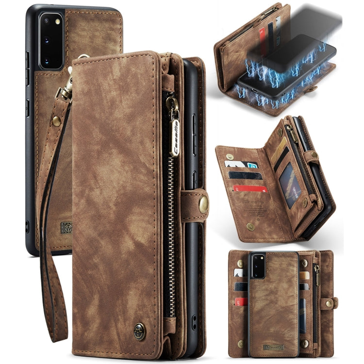 For Galaxy S20 CaseMe Detachable Multifunctional Horizontal Flip Leather Case, with Card Slot & Holder & Zipper Wallet & Photo Frame(Brown) - free shipping - PMC Jewellery - Order now!