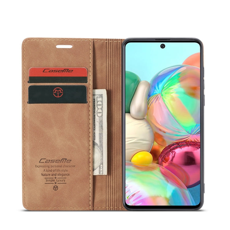 For Galaxy A71 CaseMe Multifunctional Horizontal Flip Leather Case, with Card Slot & Holder & Wallet(Brown) - free shipping - PMC Jewellery - Order now!