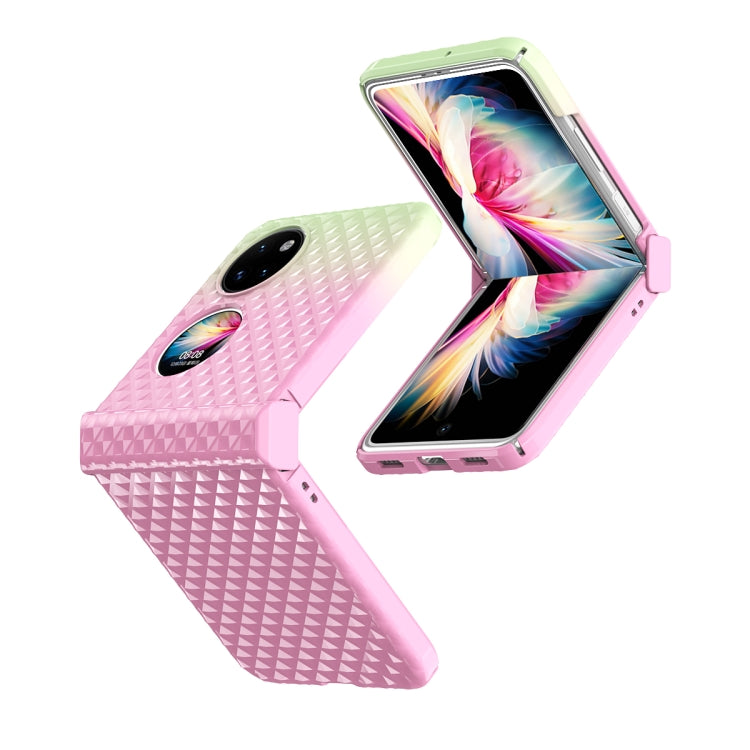 For Huawei P50 Pocket Rainbow Gradient Hinge Shockproof Phone Case(Pink Green) - Huawei Cases by PMC TechLife | Online Shopping South Africa | PMC TechLife | Buy Now Pay Later Mobicred