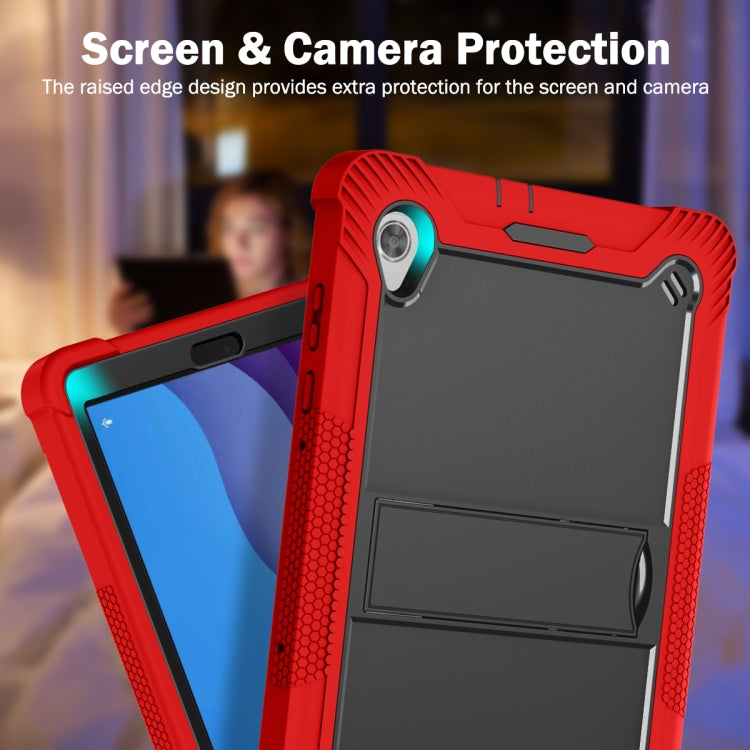 For Lenovo Tab M10 HD Silicone + PC Holder Shockproof Tablet Case(Red+Black) - Lenovo by PMC TechLife | Online Shopping South Africa | PMC TechLife | Buy Now Pay Later Mobicred