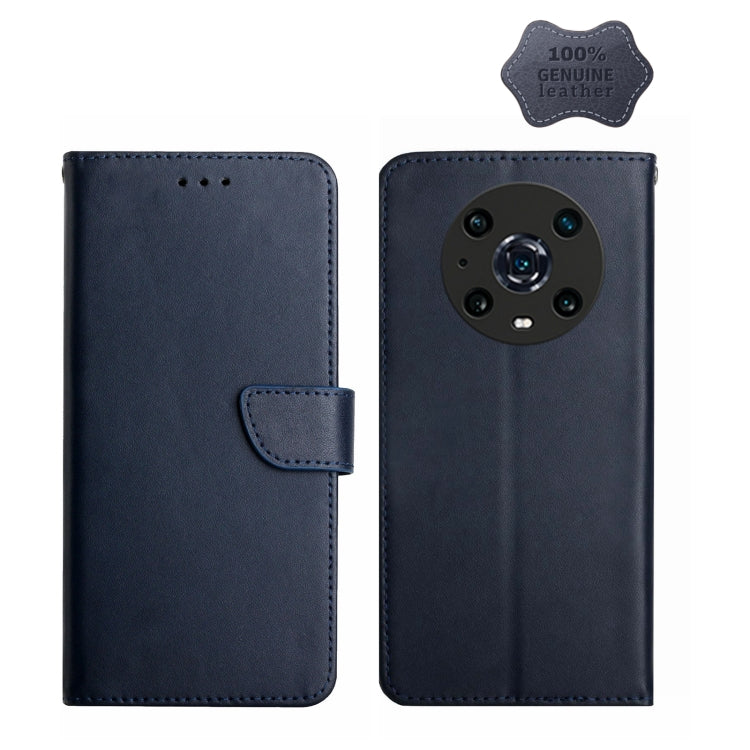 For Honor Magic4 Pro Genuine Leather Fingerprint-proof Horizontal Flip Phone Case(Blue) - Honor Cases by PMC TechLife | Online Shopping South Africa | PMC TechLife | Buy Now Pay Later Mobicred