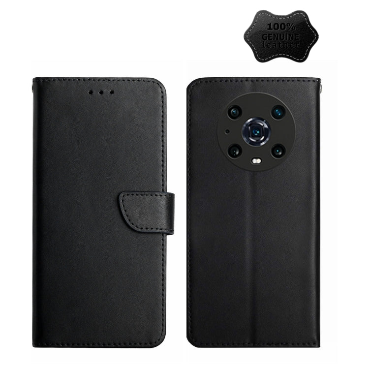 For Honor Magic4 Pro Genuine Leather Fingerprint-proof Horizontal Flip Phone Case(Black) - Honor Cases by PMC TechLife | Online Shopping South Africa | PMC TechLife | Buy Now Pay Later Mobicred