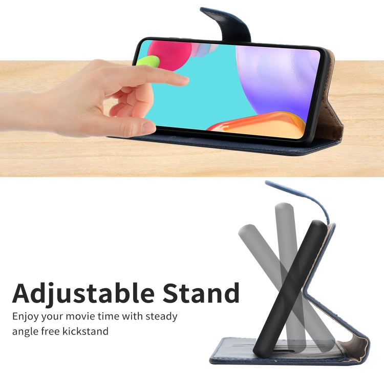 For Motorola Moto G52J 5G Genuine Leather Fingerprint-proof Horizontal Flip Phone Case(Blue) - Motorola Cases by PMC TechLife | Online Shopping South Africa | PMC TechLife | Buy Now Pay Later Mobicred