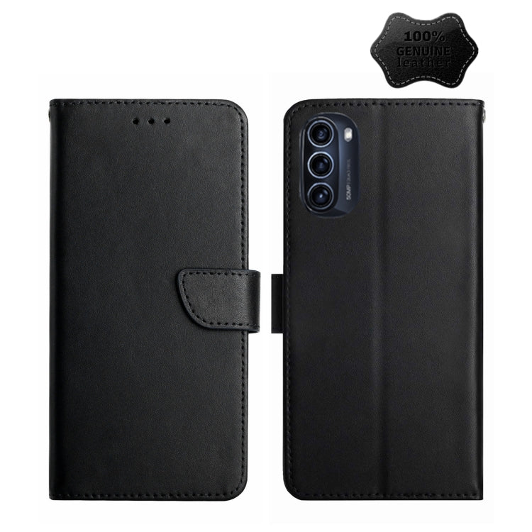 For Motorola Moto G52J 5G Genuine Leather Fingerprint-proof Horizontal Flip Phone Case(Black) - Motorola Cases by PMC TechLife | Online Shopping South Africa | PMC TechLife | Buy Now Pay Later Mobicred