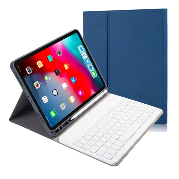 RK11 Cloth Texture Detachable Magnetic Bluetooth Keyboard Horizontal Flip Leather Tablet Case for iPad Pro 11 2020 / 2018 with Holder & Pen Slot(Blue) - For iPad Pro by PMC TechLife | Online Shopping South Africa | PMC TechLife