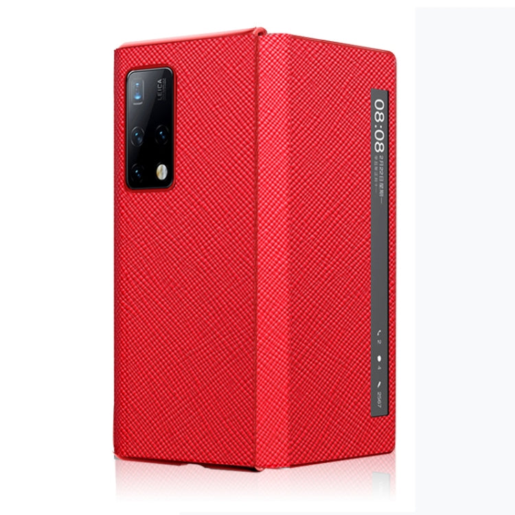 For Huawei Mate X2 Cross Texture Horizontal Flip Leather Phone Case with Smart Touch Call Display ID(Red) - Huawei Cases by PMC TechLife | Online Shopping South Africa | PMC TechLife | Buy Now Pay Later Mobicred