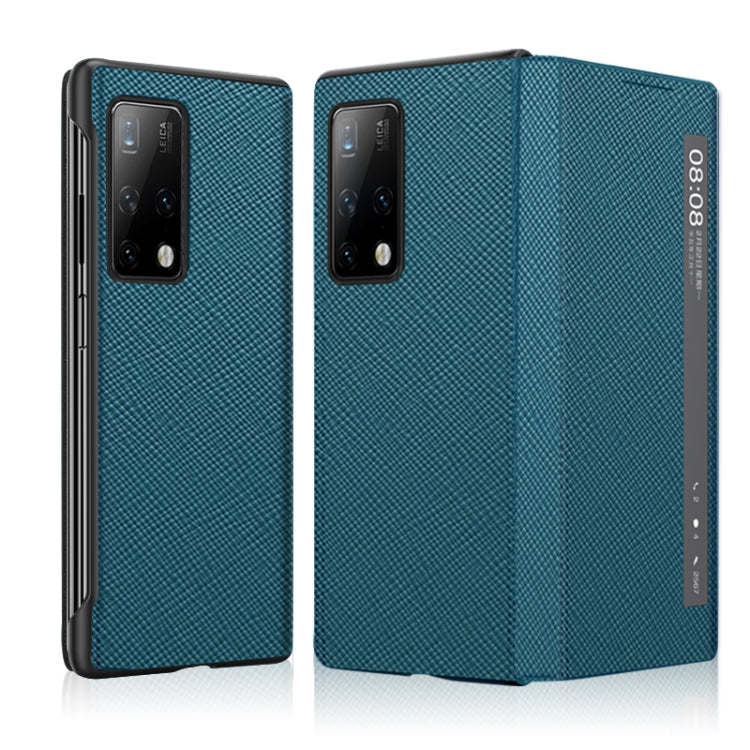 For Huawei Mate X2 Cross Texture Horizontal Flip Leather Phone Case with Smart Touch Call Display ID(Light Blue) - Huawei Cases by PMC TechLife | Online Shopping South Africa | PMC TechLife | Buy Now Pay Later Mobicred