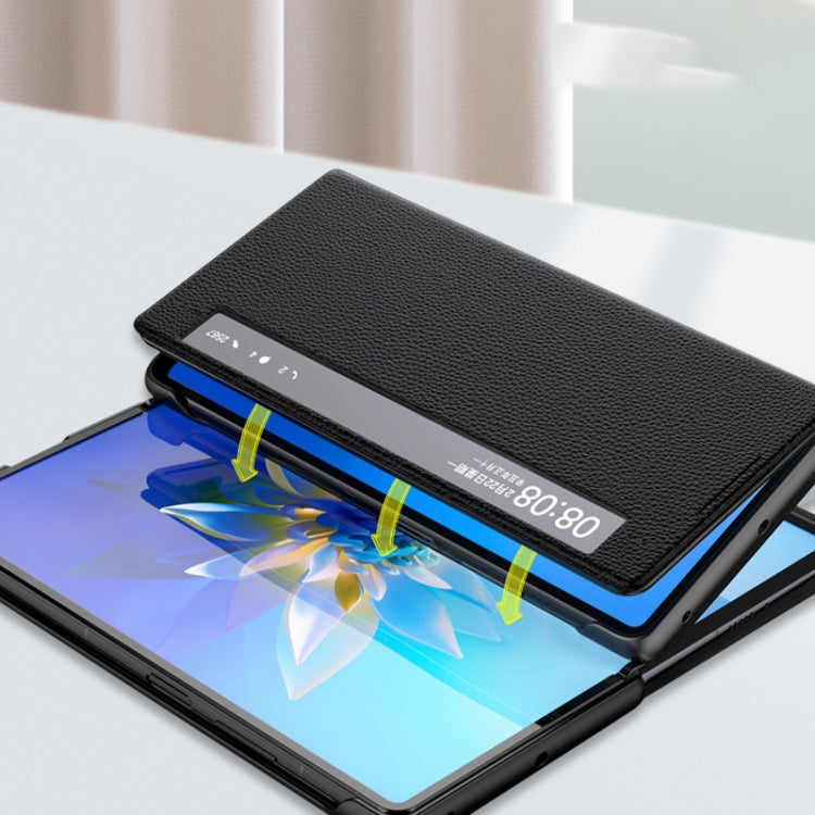 For Huawei Mate X2 Cross Texture Horizontal Flip Leather Phone Case with Smart Touch Call Display ID(Red) - Huawei Cases by PMC TechLife | Online Shopping South Africa | PMC TechLife | Buy Now Pay Later Mobicred