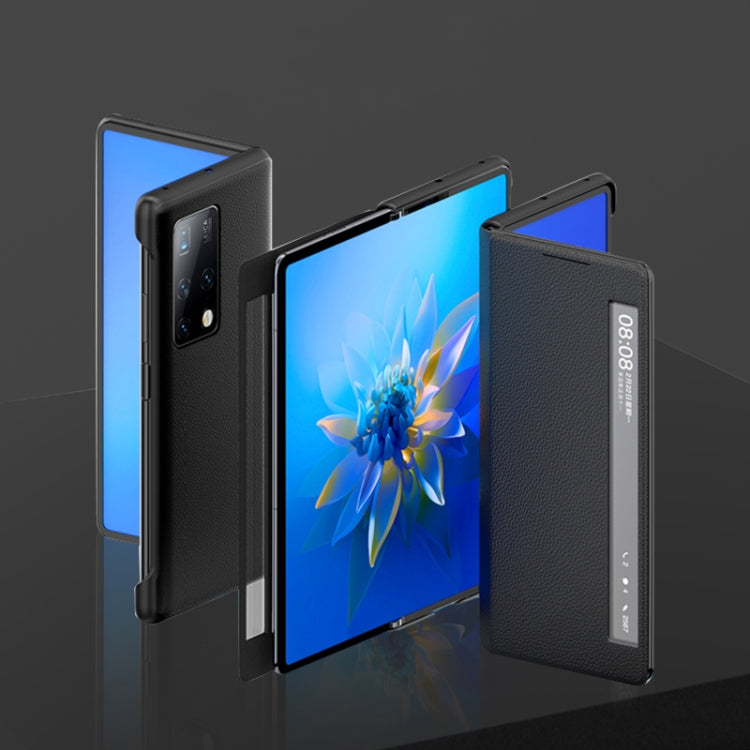 For Huawei Mate X2 Cross Texture Horizontal Flip Leather Phone Case with Smart Touch Call Display ID(Black) - Huawei Cases by PMC TechLife | Online Shopping South Africa | PMC TechLife | Buy Now Pay Later Mobicred