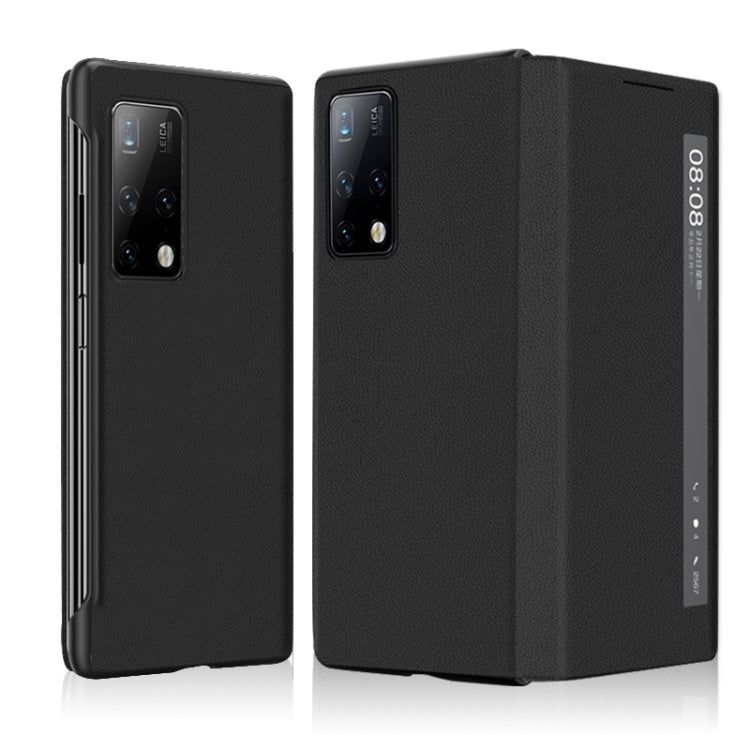 For Huawei Mate X2 Leather Texture Horizontal Flip Phone Case with Smart Touch Call Display ID(Black) - Huawei Cases by PMC TechLife | Online Shopping South Africa | PMC TechLife | Buy Now Pay Later Mobicred